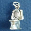 Toilet Bowl 3D Sterling Silver Charm Pendant