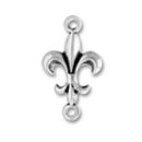 Fleur de Lis Medium Sterling Silver Charm Pendant with Double Loops can be used as Earrings or Bracelet Component