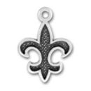 Fleur de Lis with Dark Center Sterling Silver Charm Pendant