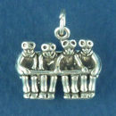 Winter Snow Skiers on Ski Lift 3D Sterling Silver Charm Pendant