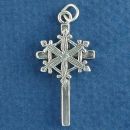 Christian Cross with Snowflake Design Sterling Silver Charm Pendant