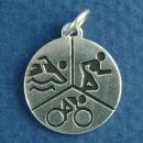 Triathlon Charm Disk in Sterling Silver