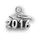 Cap and 2016 Graduation Charm Sterling Silver