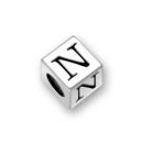 Sterling Silver Alphabet Beads N 7mm Letter Beads