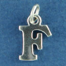 Large Alphabet Letter Initial F Sterling Silver Charm Pendant