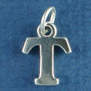 Large Alphabet Letter Initial T Sterling Silver Charm Pendant