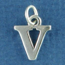 Large Alphabet Letter Initial V Sterling Silver Charm Pendant