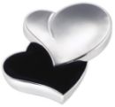 Heart Box Medium Silver Tone with Gold Tone Bow Accent Black Velvet Lining Engrave a Corporate Logo