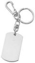 Dog Tag Key Chain in Silver Tone Metal