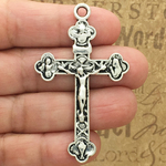 Silver Crucifix Pendants Wholesale in Pewter Large