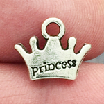 Princess Crown Charm Small in Silver Pewter