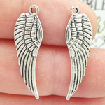 Silver Angel Wings Charms in Antique Silver Pewter Reversible