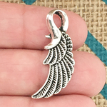 Reversible Angel Wing Charm in Antique Silver Pewter