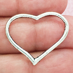 Open Heart Charm Pendant with Antique Silver Pewter Medium