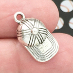 Baseball Cap Charm in Silver Pewter