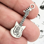 Electric Guitar Charm in Antique Silver Pewter