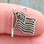 American Flag Charm Antique Silver Pewter