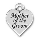 Mother of the Groom Heart Wedding Charm Antique Silver Pewter