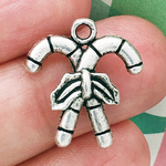 Candy Cane Charm in Silver Pewter