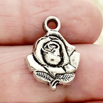 Rose Charm Silver Pewter Small