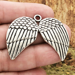 Spread Angel Wings Charms in Silver Pewter