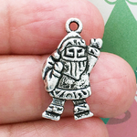 Christmas Santa Claus Charm in Silver Pewter