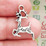 Reindeer Christmas Charm Pendant in Antique Silver Pewter