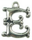 Initial Charm Antique Silver Pewter E Letter Charm