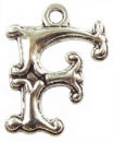 Initial Charm Antique Silver Pewter F Letter Charm