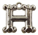 Initial Charm Antique Silver Pewter H Letter Charm