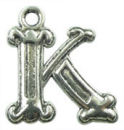 Initial Charm Antique Silver Pewter K Letter Charm