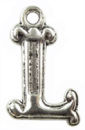 Initial Charm Antique Silver Pewter L Letter Charm