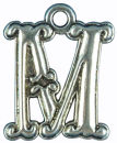 Initial Charm Antique Silver Pewter M Letter Charm