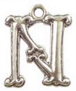 Initial Charm Antique Silver Pewter N Letter Charm