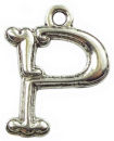 Initial Charm Antique Silver Pewter P Letter Charm