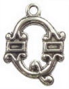 Initial Charm Antique Silver Pewter Q Letter Charm