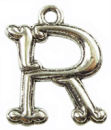 Initial Charm Antique Silver Pewter R Letter Charm