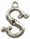 Initial Charm Antique Silver Pewter S Letter Charm