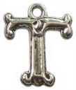 Initial Charm Antique Silver Pewter T Letter Charm