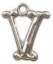 Initial Charm Antique Silver Pewter V Letter Charm