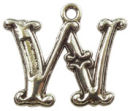 Initial Charm Antique Silver Pewter W Letter Charm