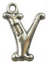 Initial Charm Antique Silver Pewter Y Letter Charm