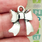 Silver Bow Charm Pendant in Pewter