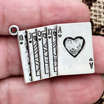 Silver Playing Card Charm in Antique Pewter