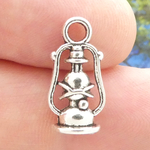 Lantern Charm in Antique Silver Pewter