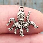 Octopus Charm in Antique Silver Pewter