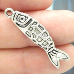 Koi Fish Charm Silver Pewter