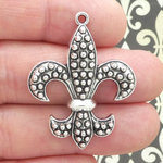 Fleur De Lis Charm Pendant in Antique Silver Pewter