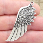 Silver Angel Wing Charms Bulk Large in Pewter