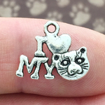 I Love My Cat Charm in Antique Silver Pewter